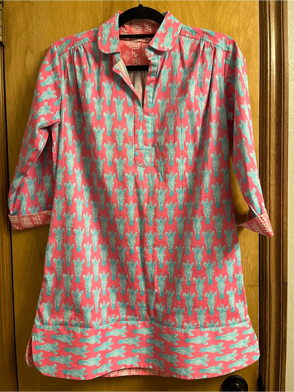 Tizzie (Dizzy Lizzie) Pink and Blue Zebra Tunic with Pockets